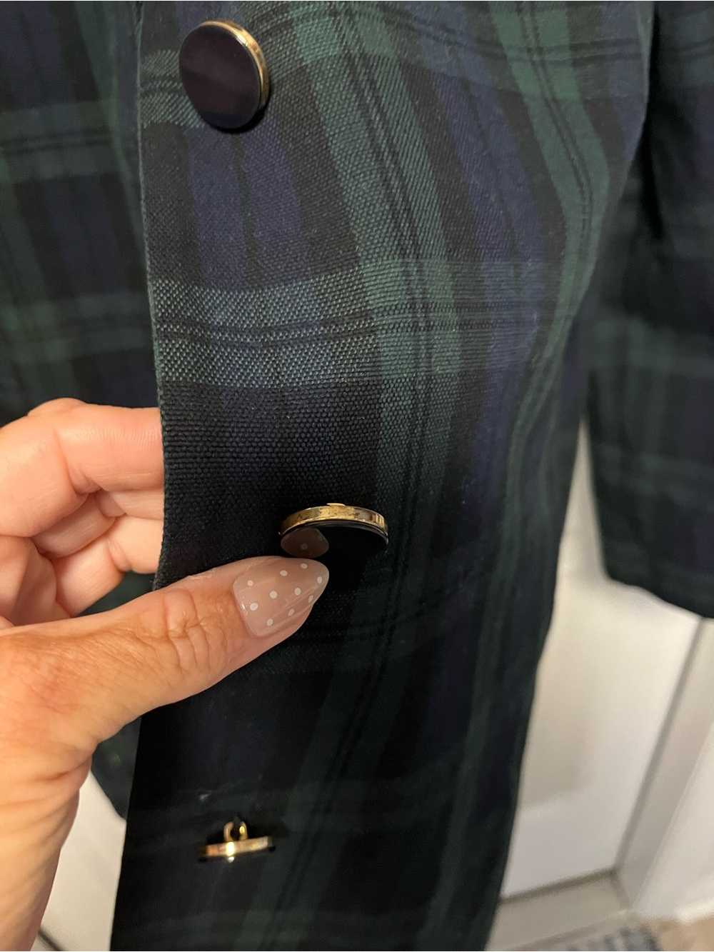 Talbots Navy and Green tartan Plaid Women's Coat NWOT - Picture 3 of 7